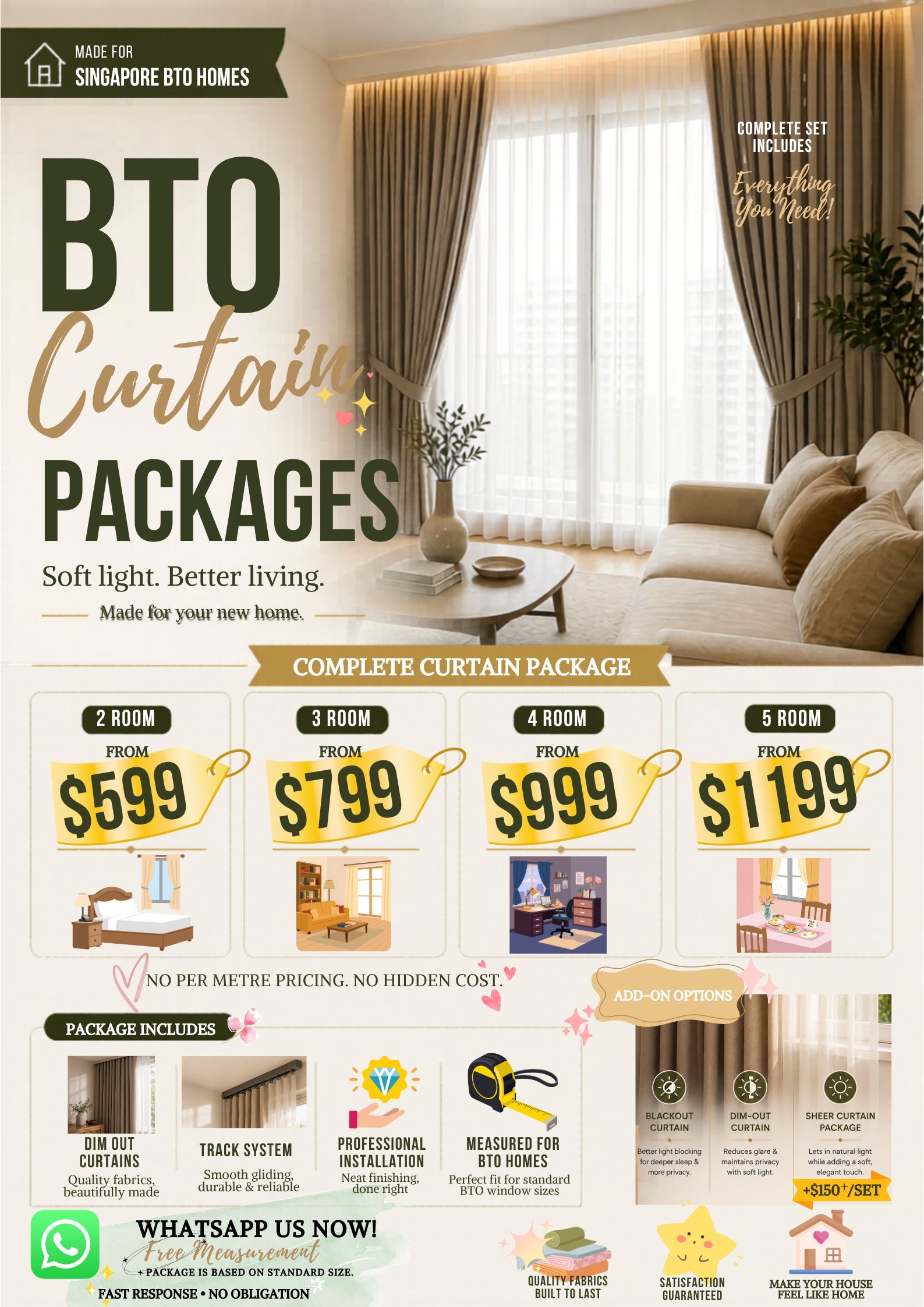 Yoru Interior BTO curtain package promotion