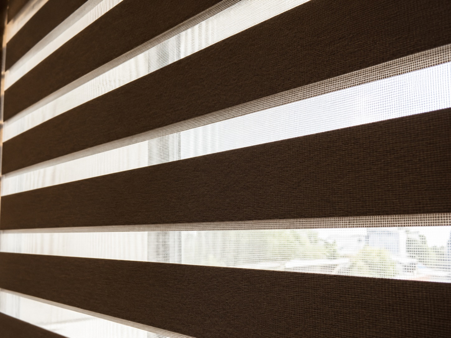 Korean combi blinds showing alternating sheer and opaque fabric bands