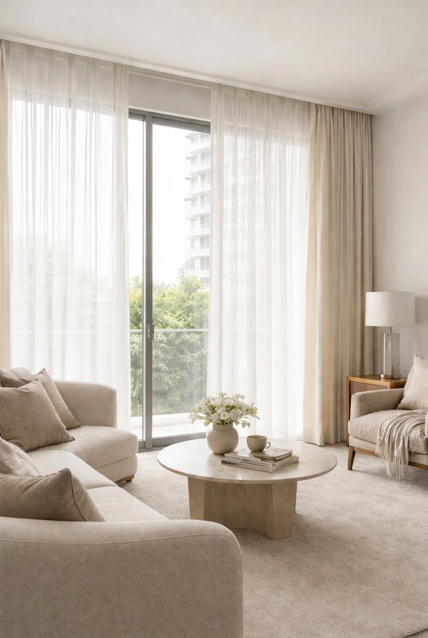 Day curtains filtering soft natural light