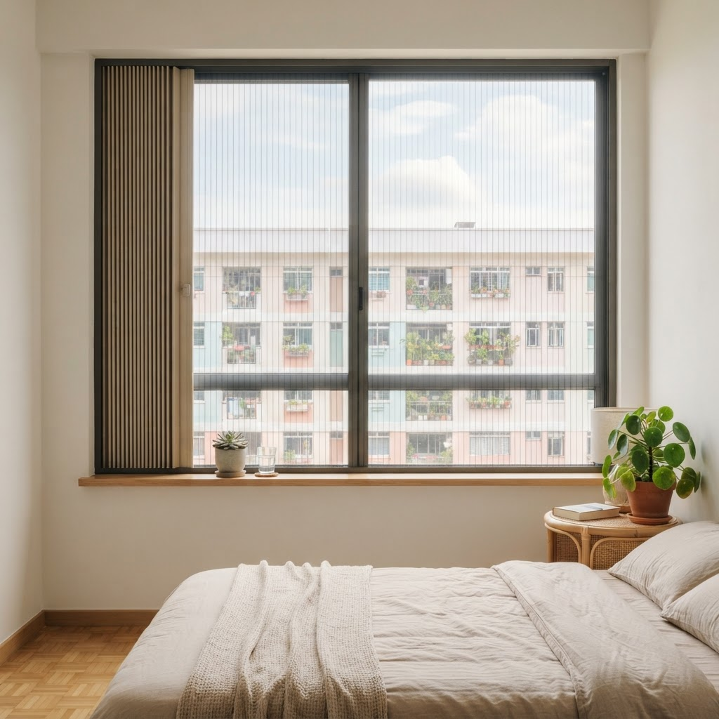 2-in-1 Mesh & Blind fitted in a calm Singapore apartment