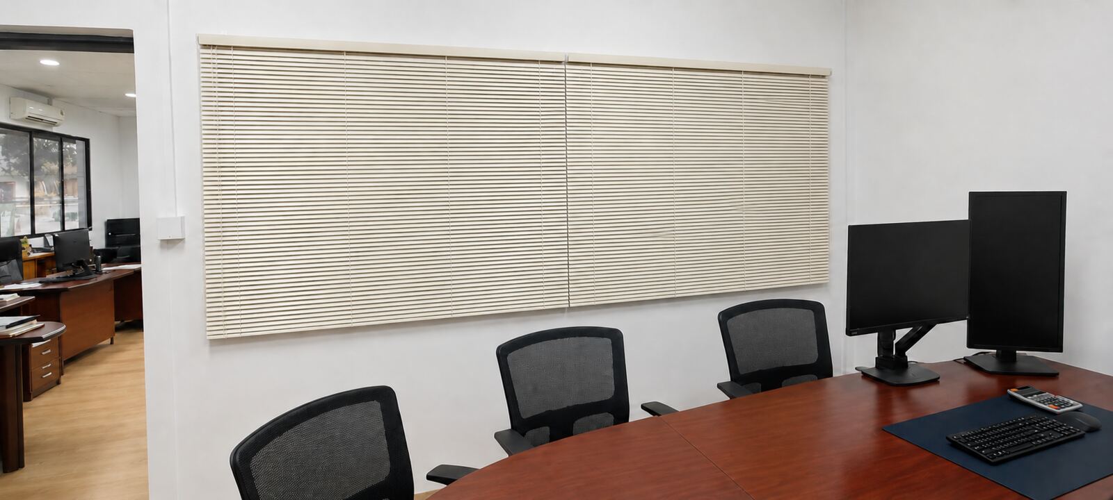 Commercial office meeting room with Venetian blinds