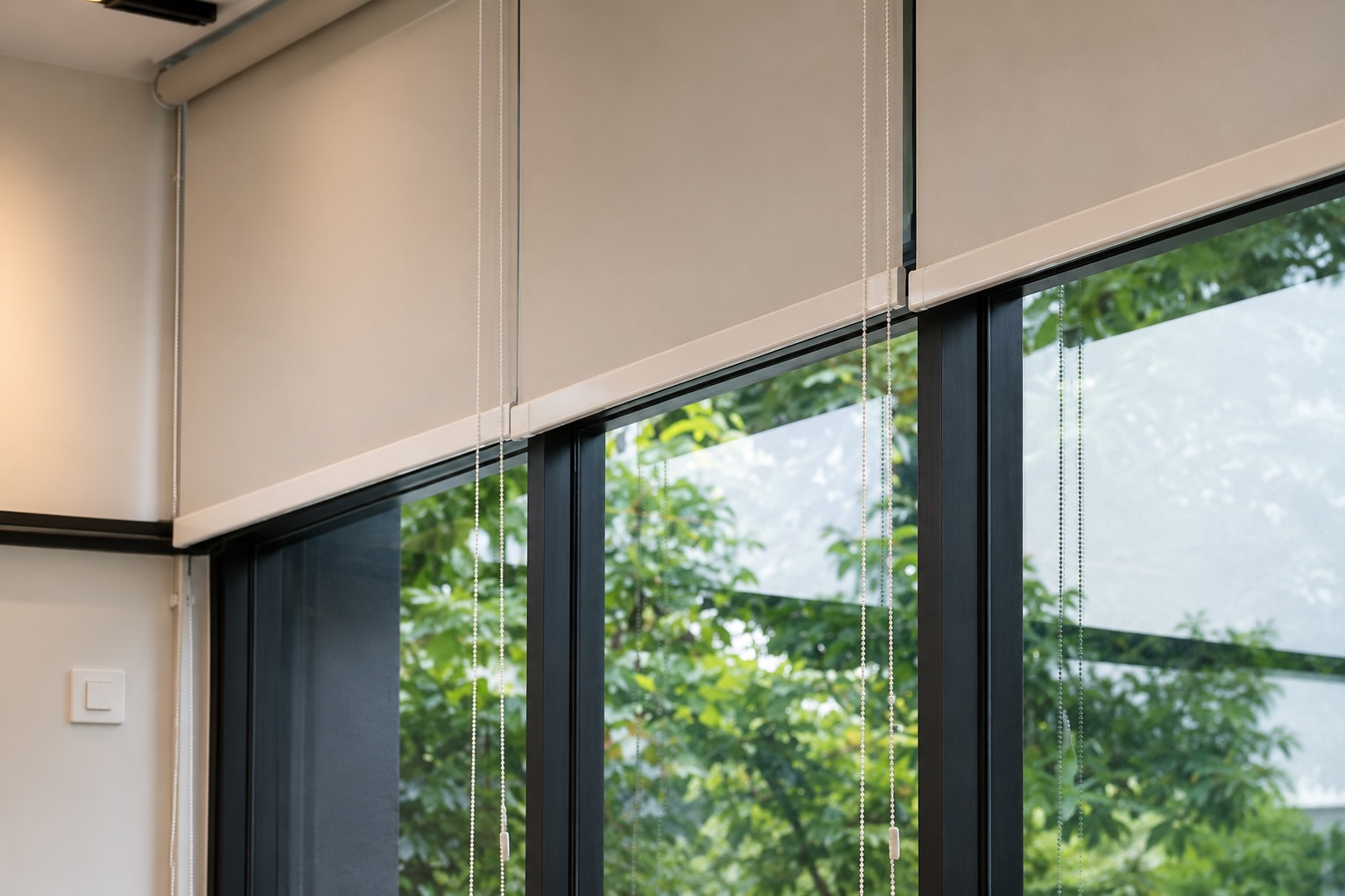 Roller blinds creating a clean and practical finish in a Singapore home